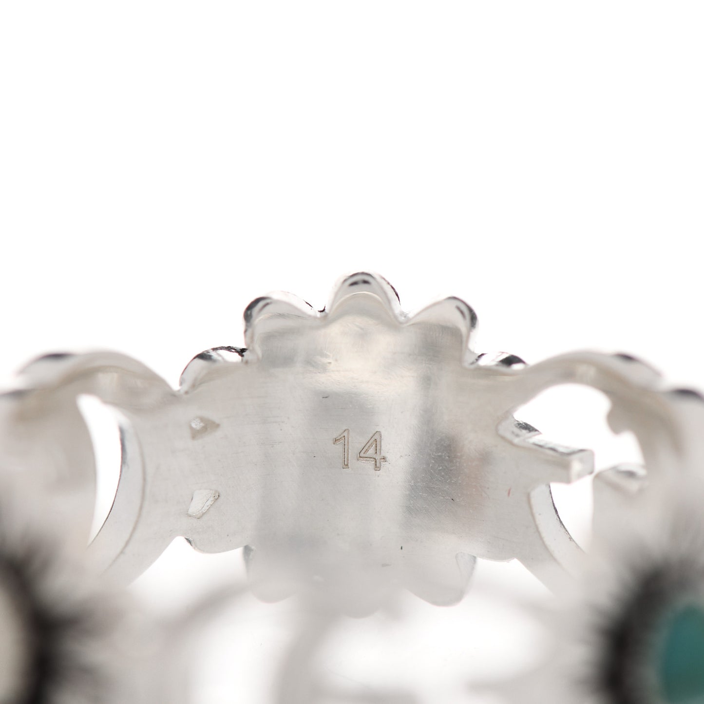 Sterling Silver Mother of Pearl Blue Topaz Flower Marmont Double G Ring 53 6.5