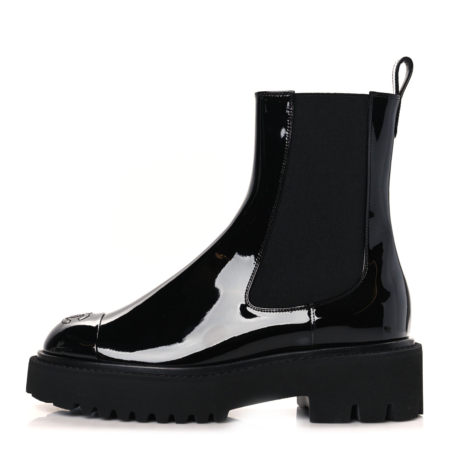 Chanel Patent Cap Toe Short Boots 38 Black 1 of 9