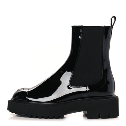 Chanel Patent Cap Toe Short Boots 38 Black 1 of 9