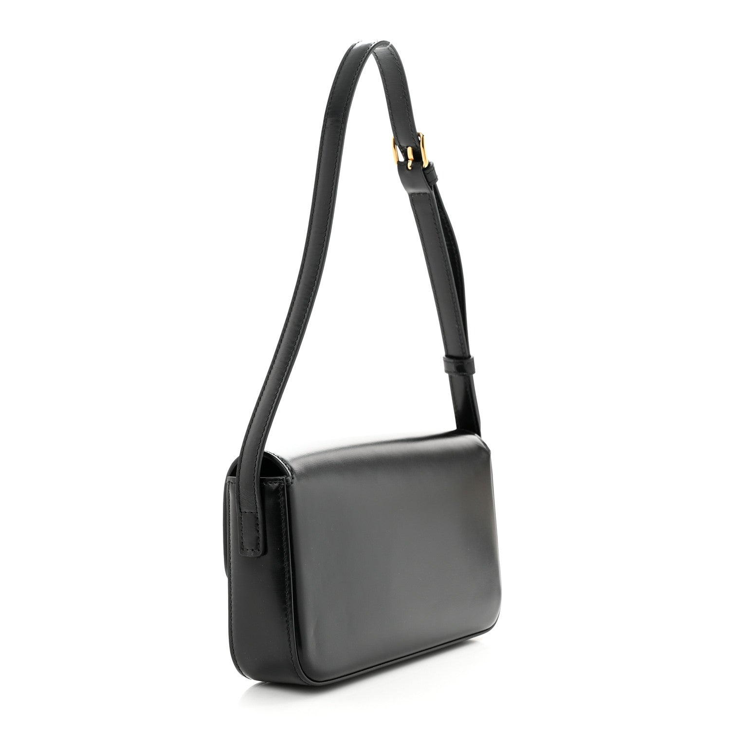 Celine Shiny Calfskin Triomphe Shoulder Bag Black 3 of 15