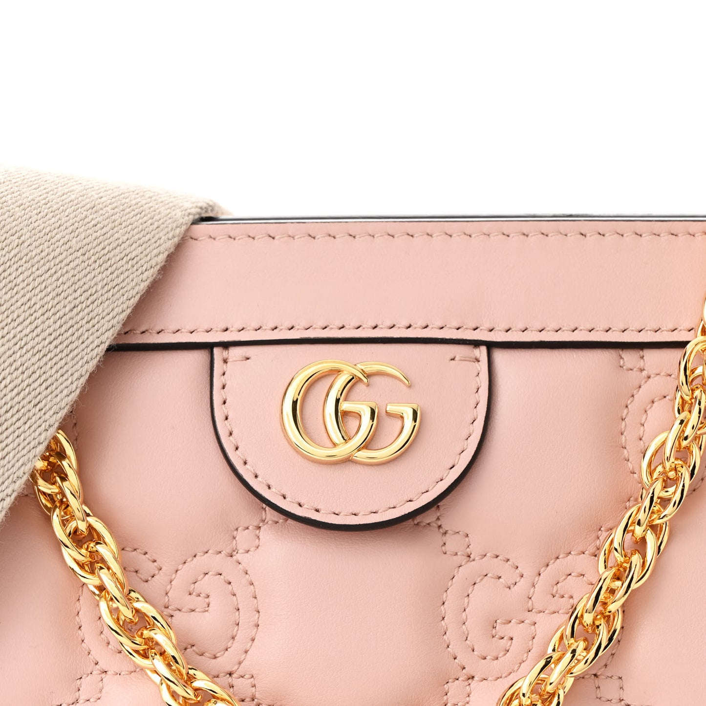 Calfskin GG Matelasse Small Slim Chain Shoulder Bag Perfect Pink Natural
