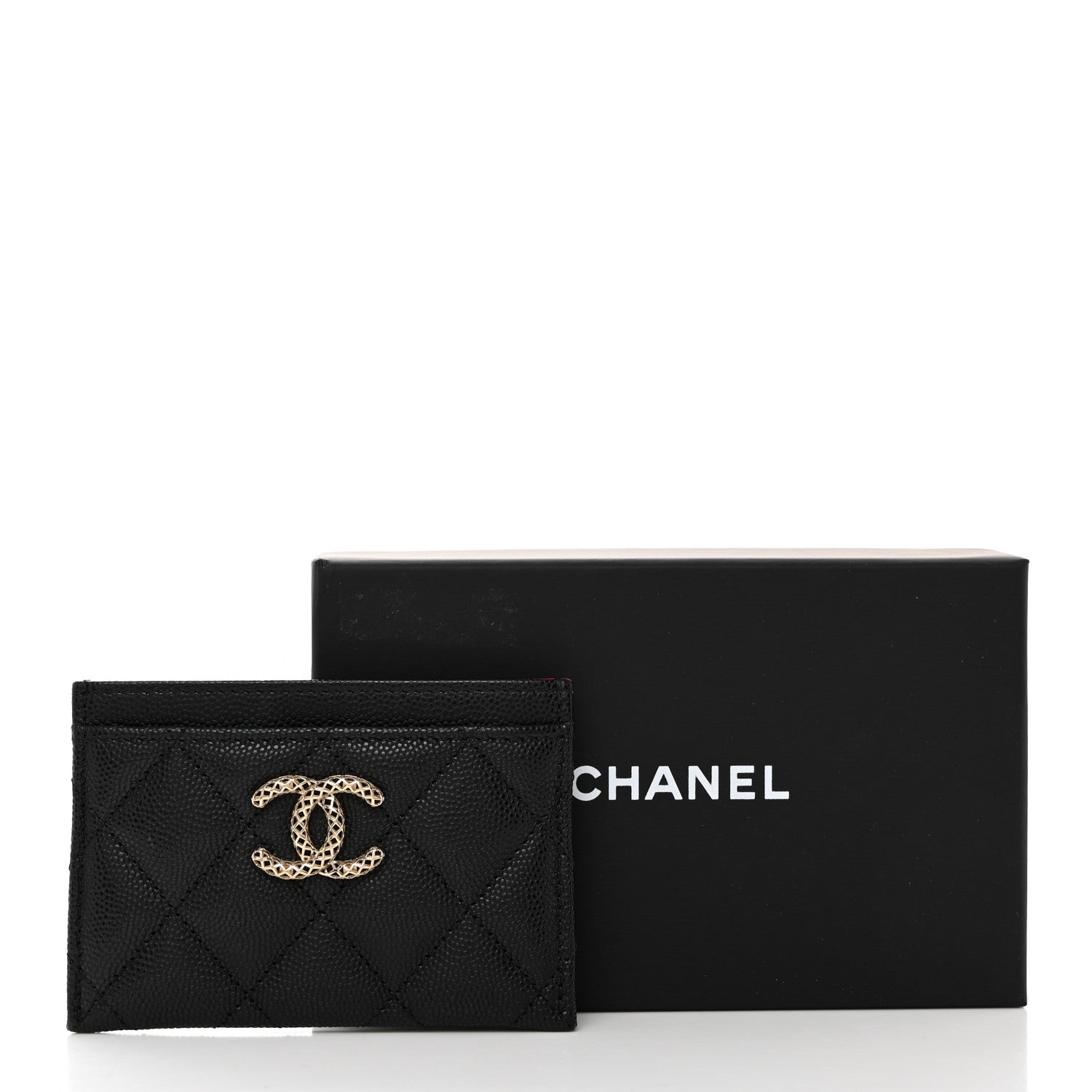Chanel Caviar Metal Perforated Quilted CC Card Holder Black 9 of 9