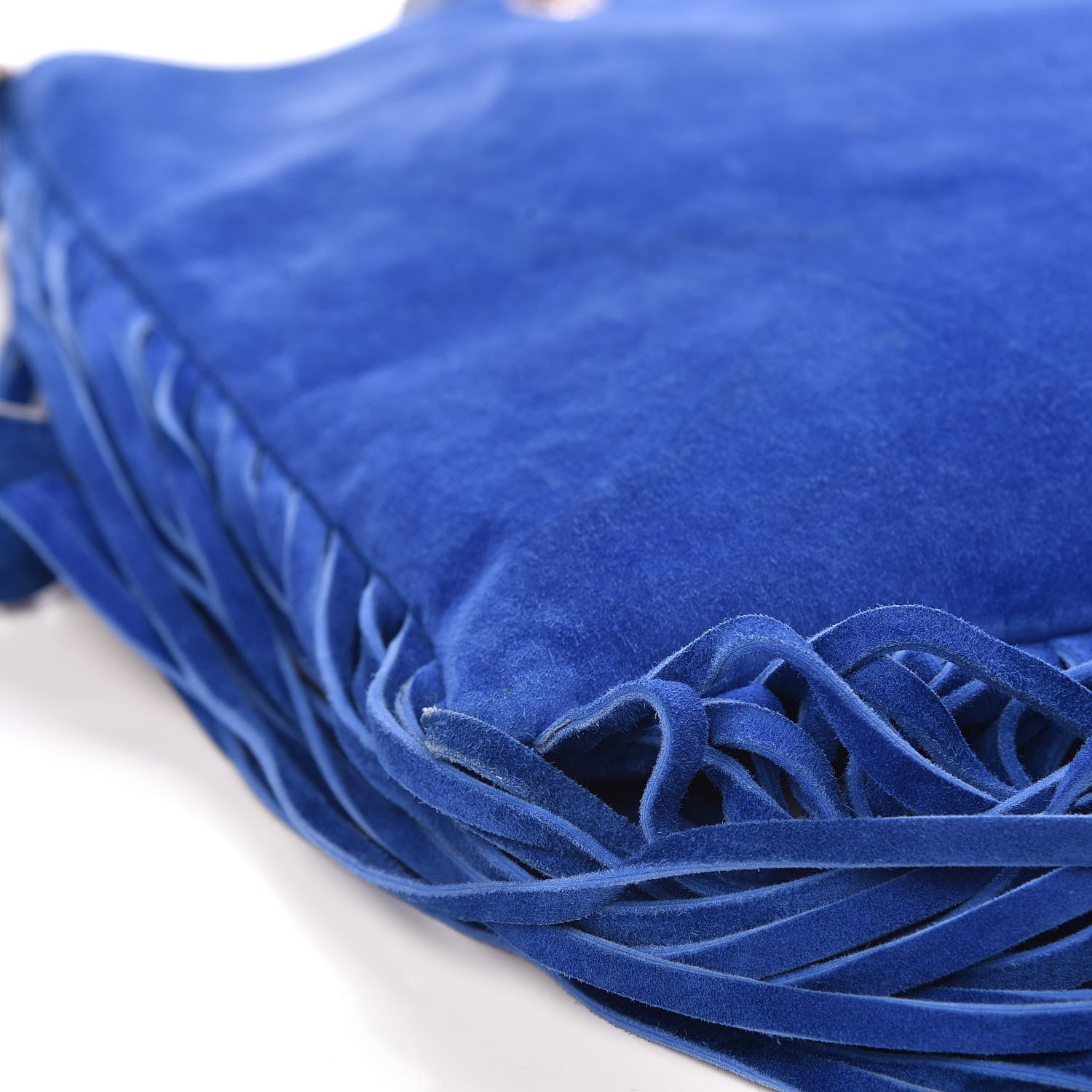Gucci Suede Bamboo Fringe Small Shopper Tote Blue 8 of 10