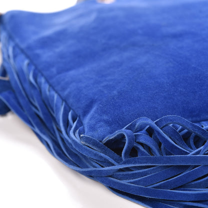 Gucci Suede Bamboo Fringe Small Shopper Tote Blue 8 of 10