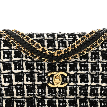 Chanel Tweed Quilted Multi Chain Mini Flap Black Ecru White 8 of 13