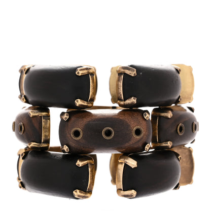 Saint Laurent Metal Wood Rivet Bangle Bracelet XS 1 of 4