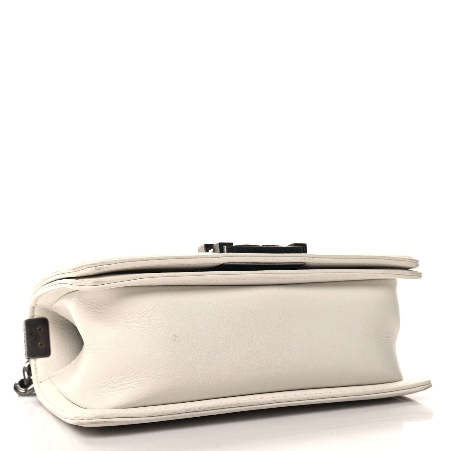 Calfskin Quilted Small Boy Flap White