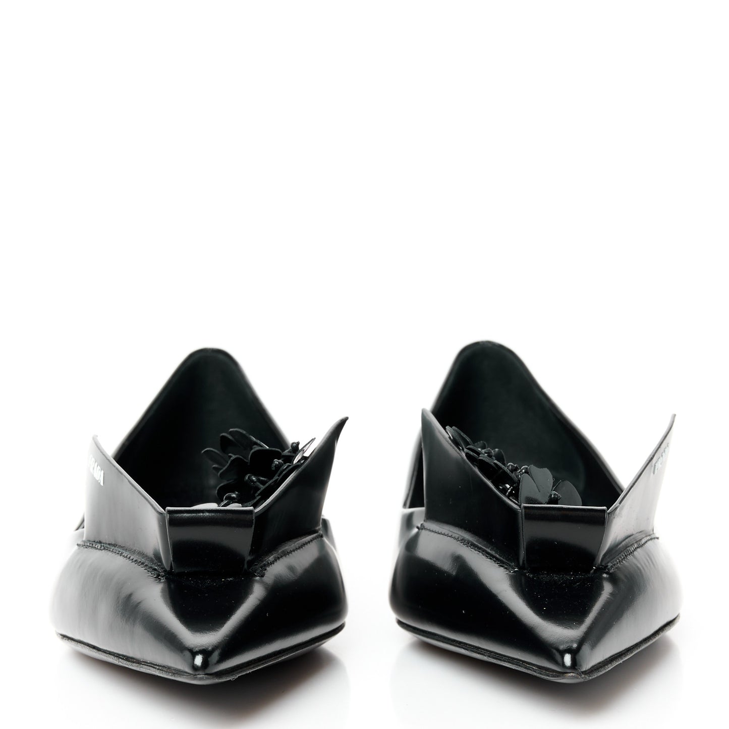 Spazzolato Floral Applique Ballerina Flats 37 Black