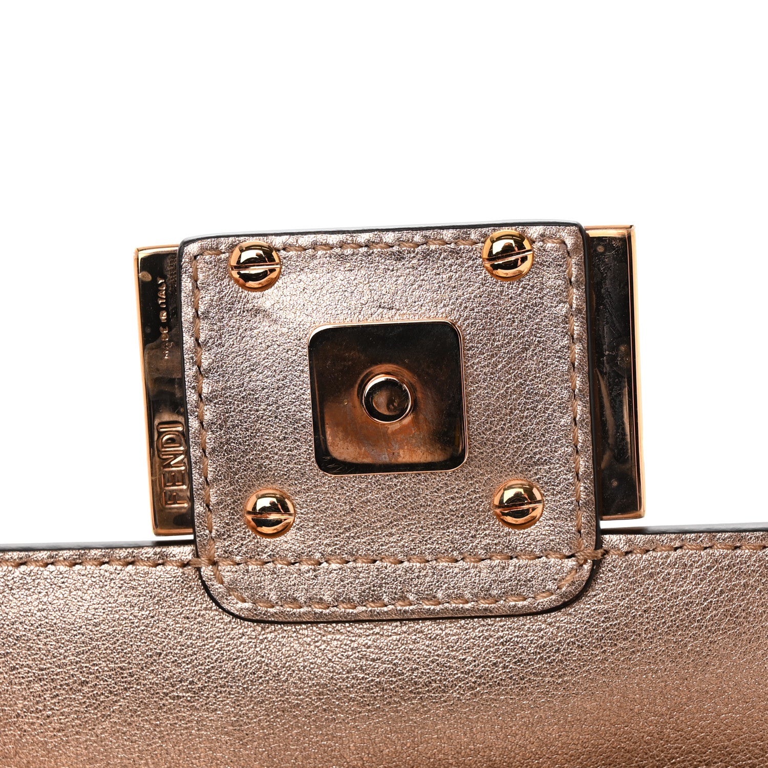 Fendi Vitello Laminato FF 1974 Embossed Mini Baguette Rame 12 of 14