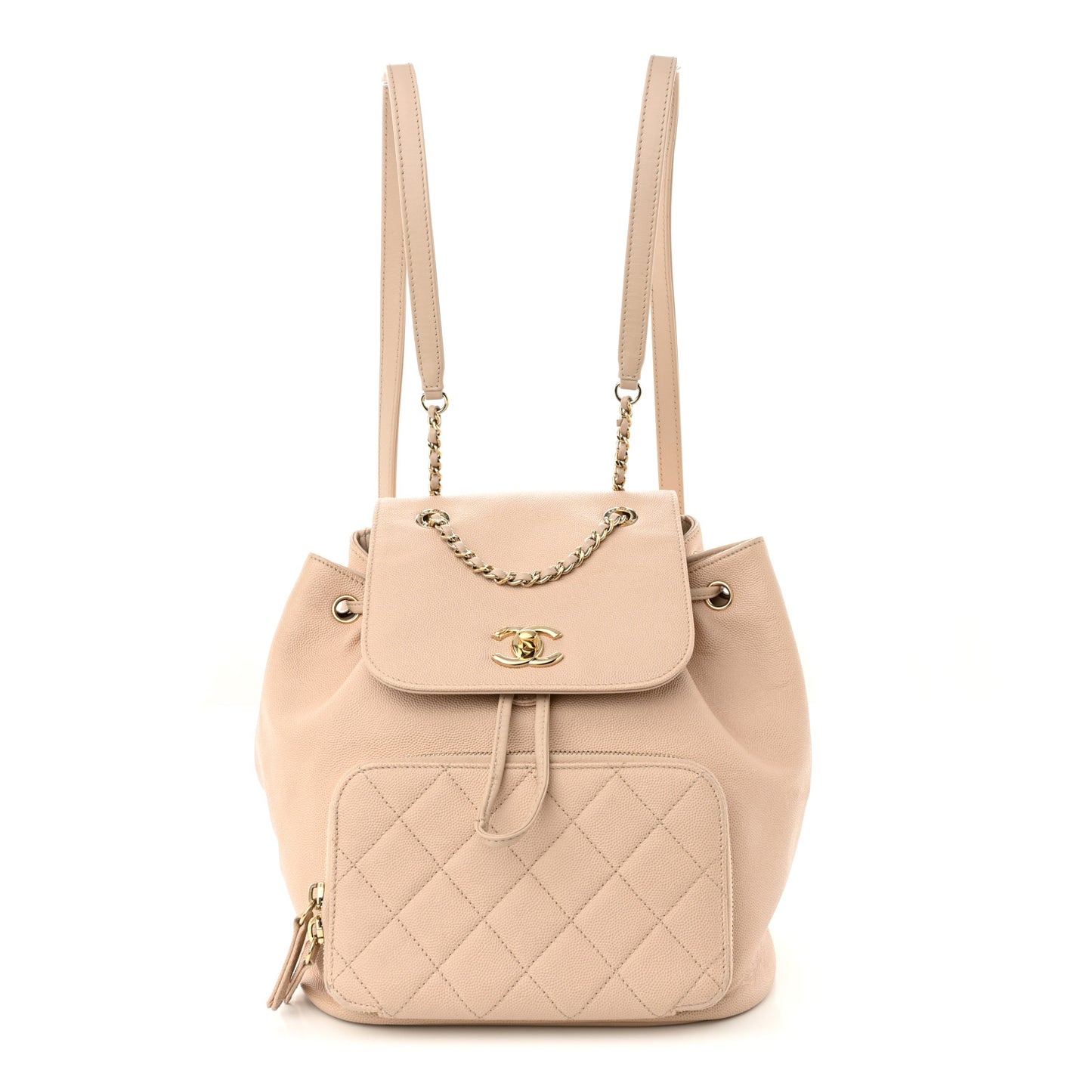 Caviar Quilted Business Affinity Backpack Beige