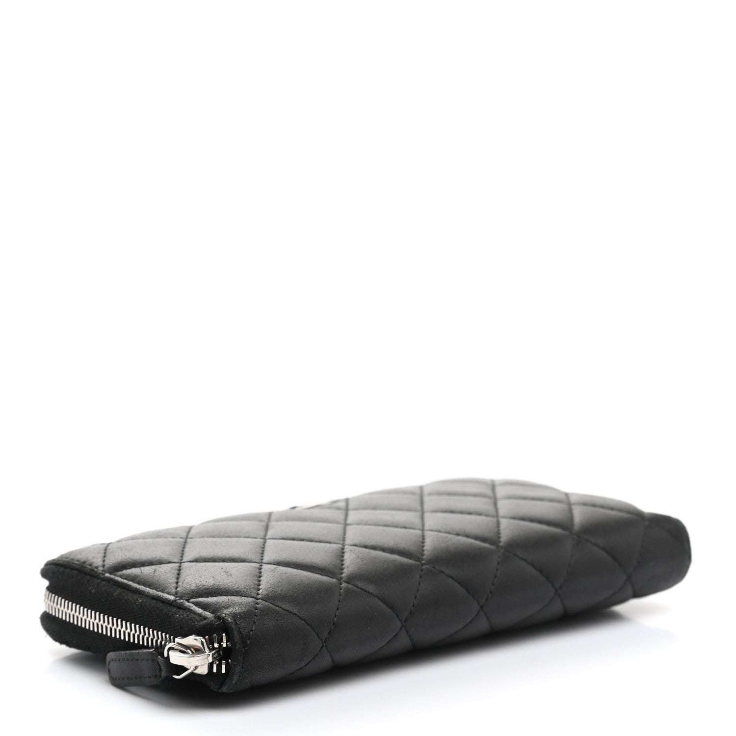Chanel Lambskin Quilted Large Gusset Zip Around Wallet Black 4 of 13