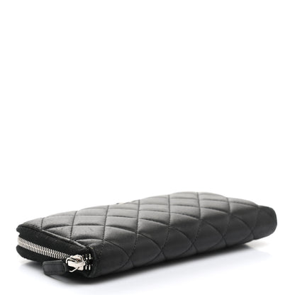 Chanel Lambskin Quilted Large Gusset Zip Around Wallet Black 4 of 13