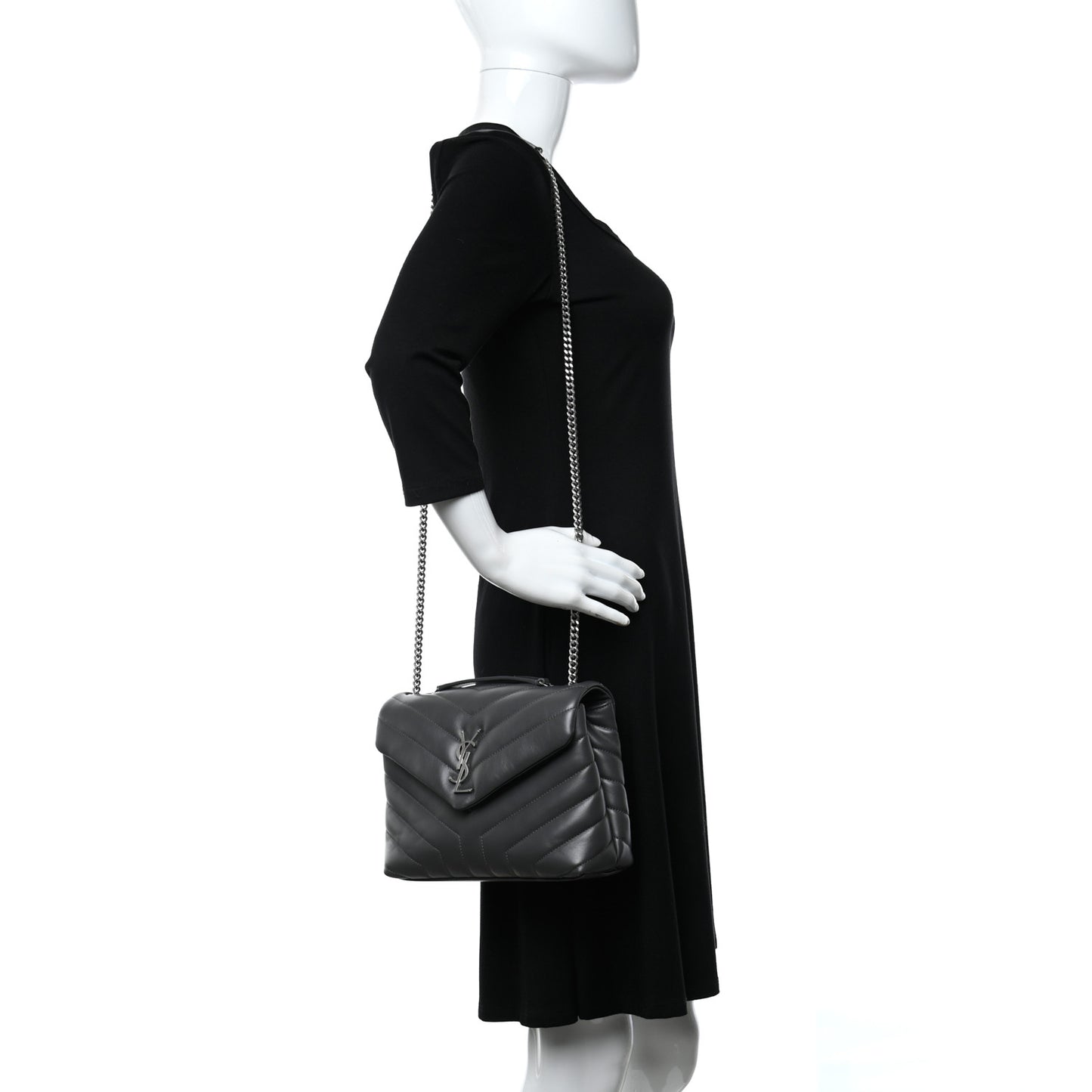 Calfskin Y Quilted Monogram Small Loulou Chain Satchel Storm