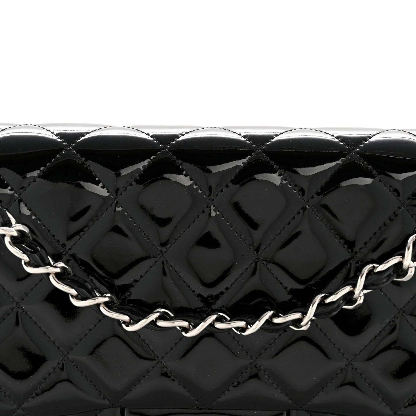 Patent Quilted Jumbo Double Flap Black