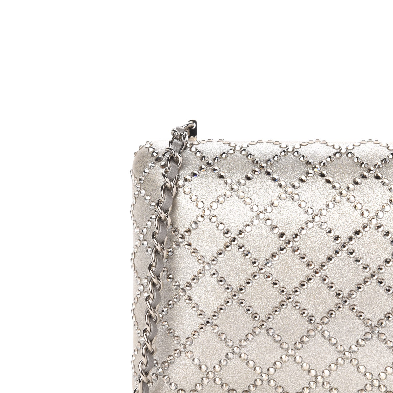 Chanel Iridescent Lambskin Crystal Quilted Clutch Silver 10 of 10