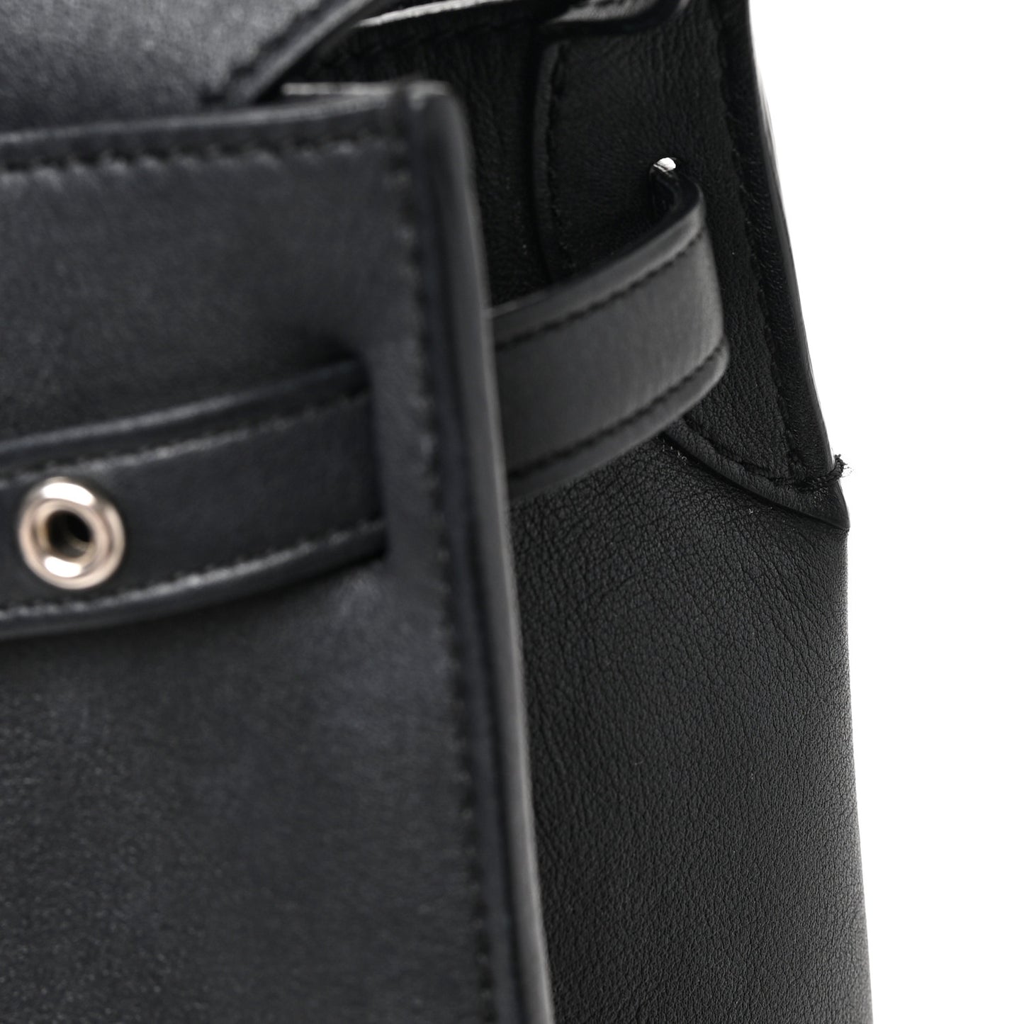 Supple Grained Calfskin Long Strap Big Bag Bucket Black