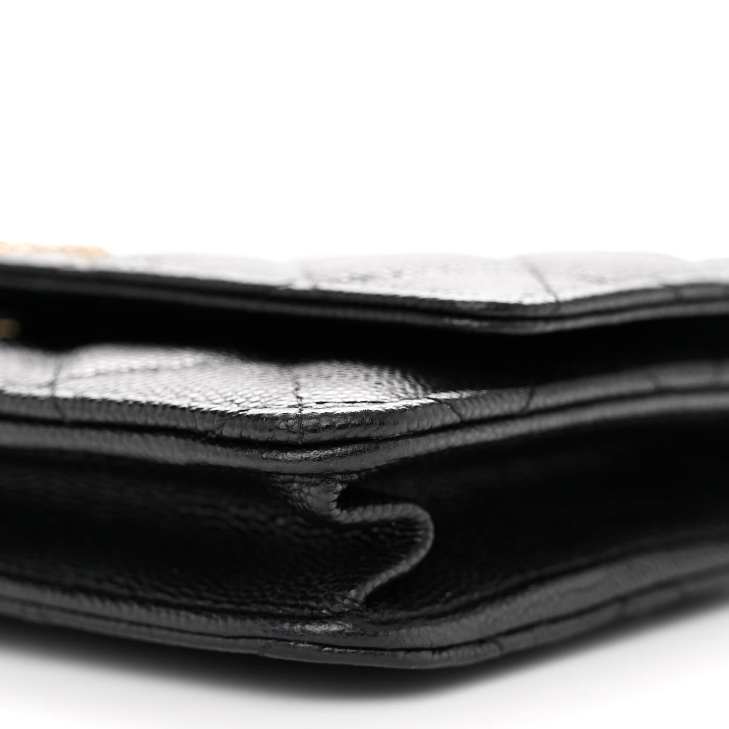 Caviar Quilted Perforated Metal CC Wallet On Chain WOC Black