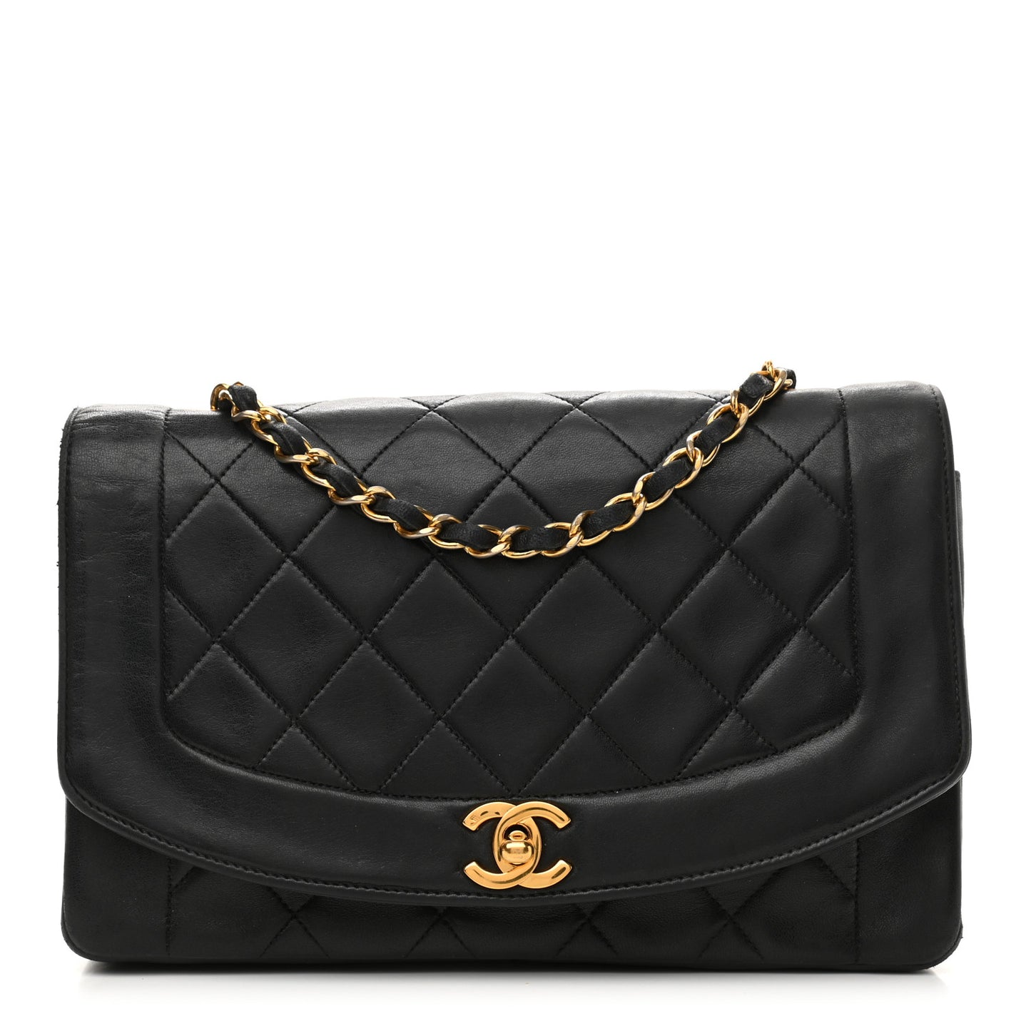 Lambskin Quilted Medium Single Flap Black