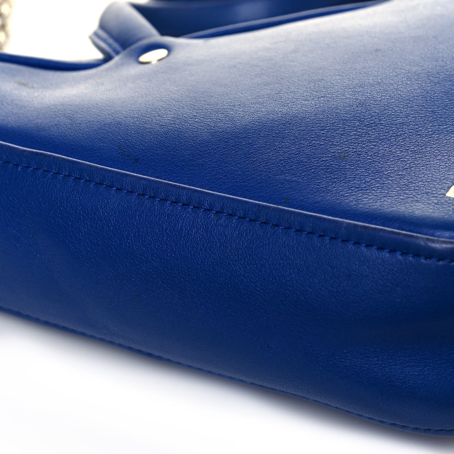 Shiny Day Calfskin Logo XS Triangle Chain Duffle Bleu Roi White
