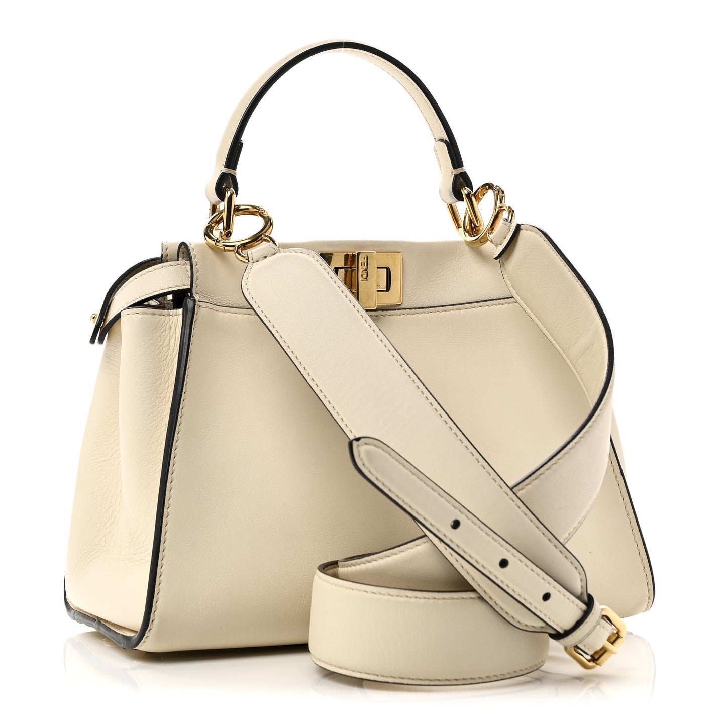 Vitello Seta Suede FF Mini Peekaboo Iconic Satchel  Uovo Sigaro Marrone