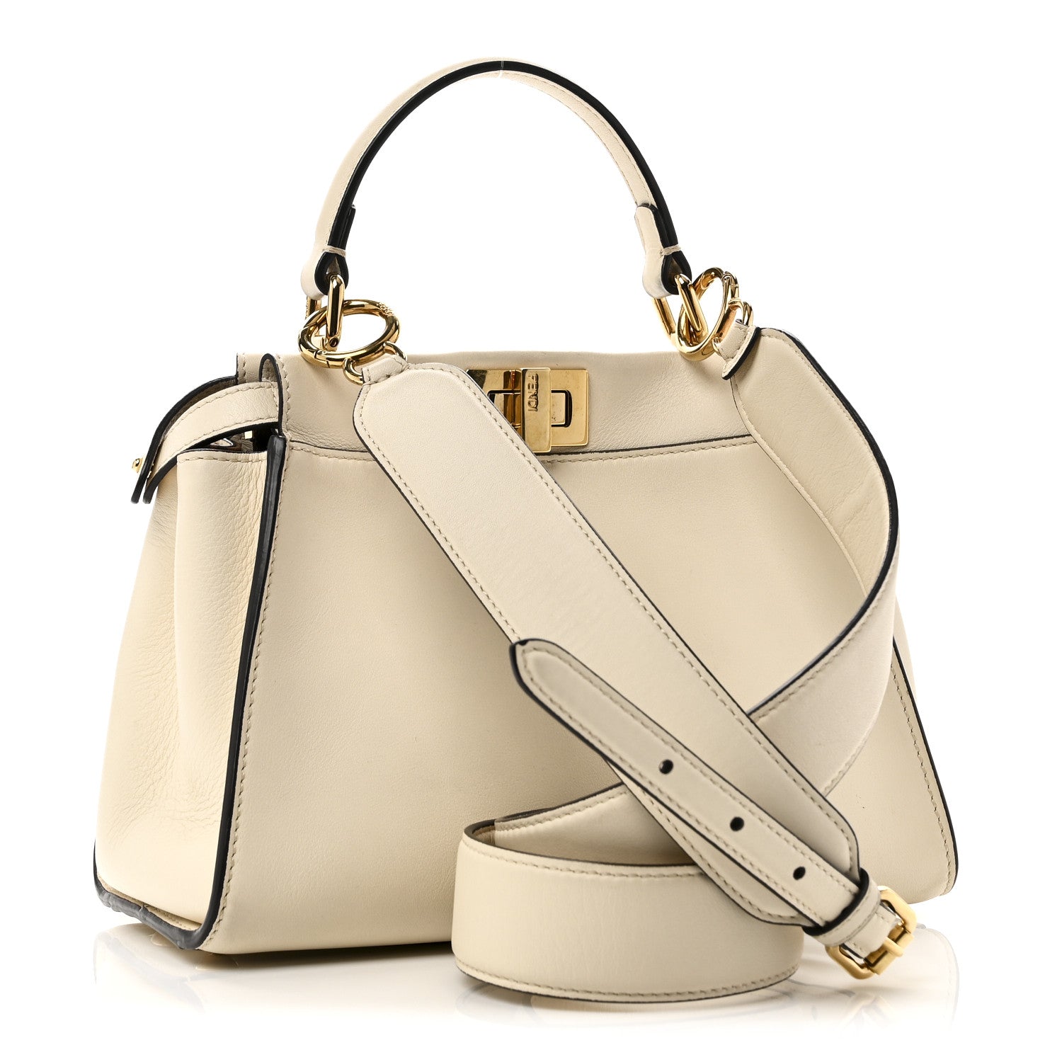 Fendi Vitello Seta Suede FF Mini Peekaboo Iconic Satchel  Uovo Sigaro Marrone 3 of 10
