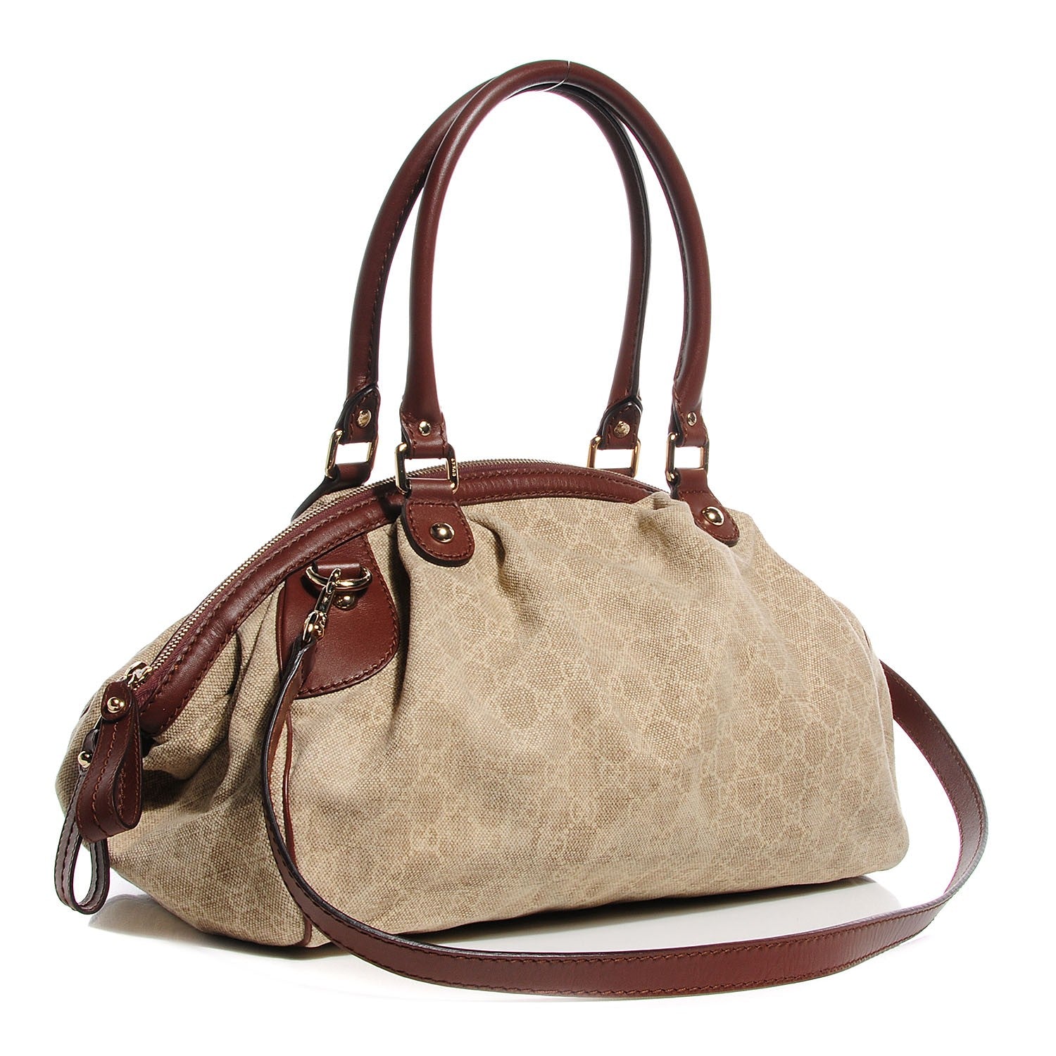 Gucci Monogram Medium Cabinato Sukey Boston Brown 3 of 7