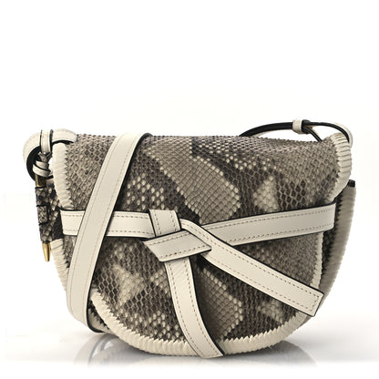 Loewe Snakeskin Calfskin Whipstitch Small Gate Crossbody Bag Ivory 1 of 12