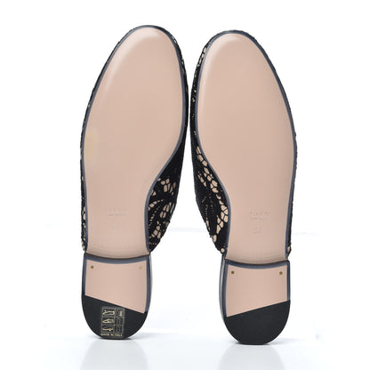 Gucci Lace Malaga Kid Womens Princetown Slippers 37 Black Skin Rose 7 of 7