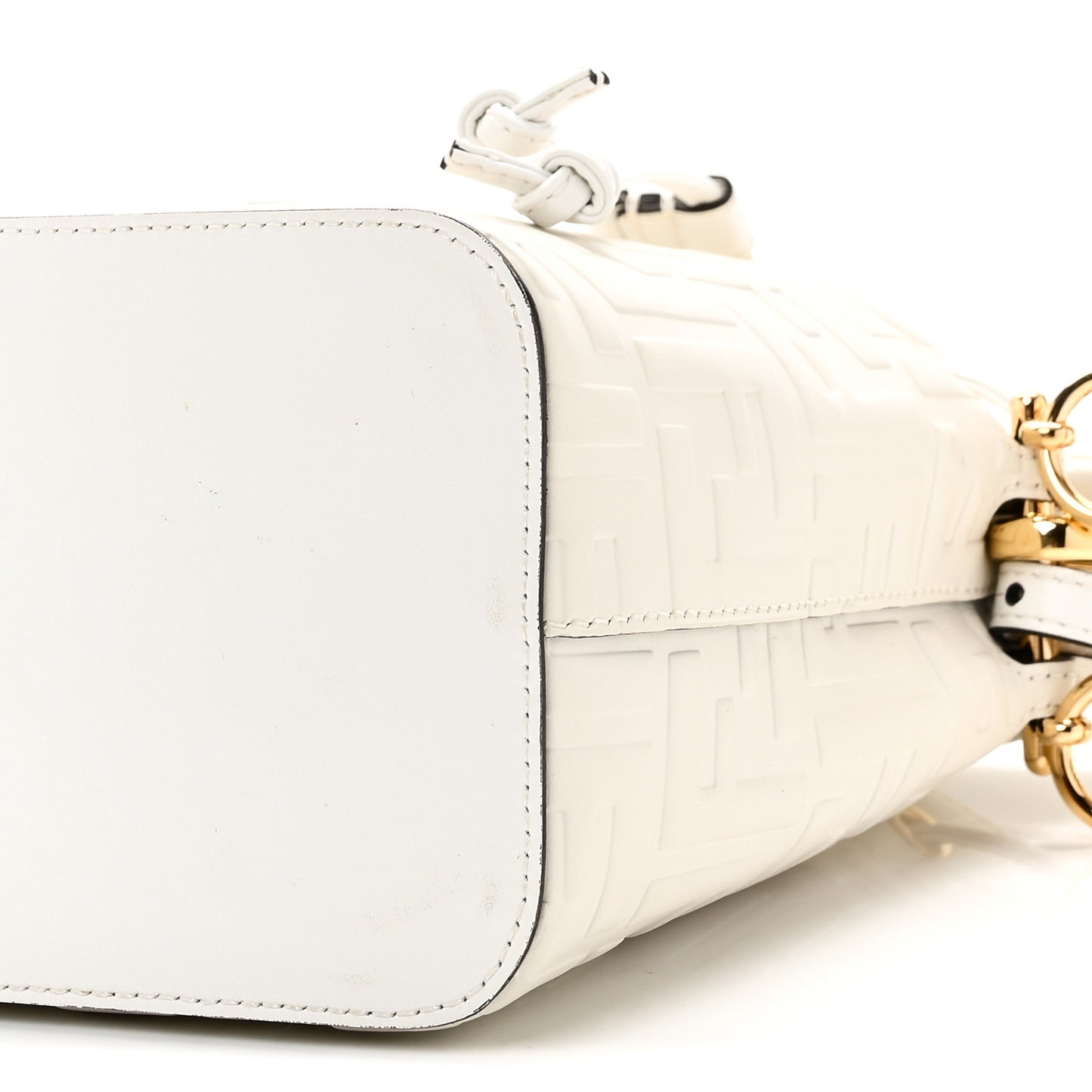 Vitello Liberty F Embossed Mini Mon Tresor Bucket Bag White