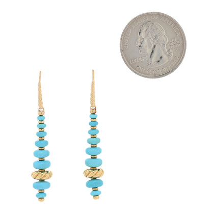 David Yurman 18K Yellow Gold Turquoise Rio Rondelle Drop Earrings 2 of 4