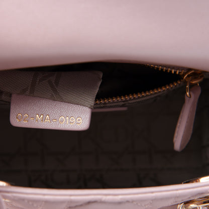 Christian Dior Metallic Lambskin Cannage Mini Lady Dior Lotus 7 of 11
