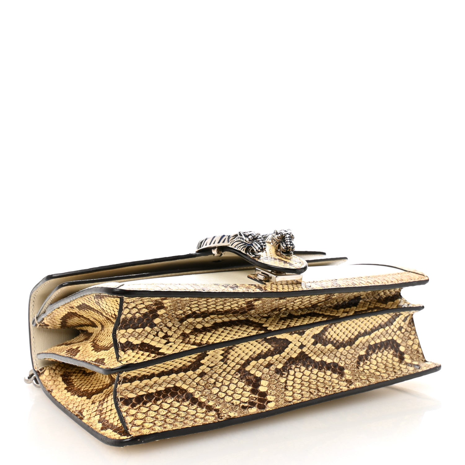 Gucci Calfskin Snakeskin Enamel Small Dionysus Shoulder Bag White Beige Electric Blue 4 of 11
