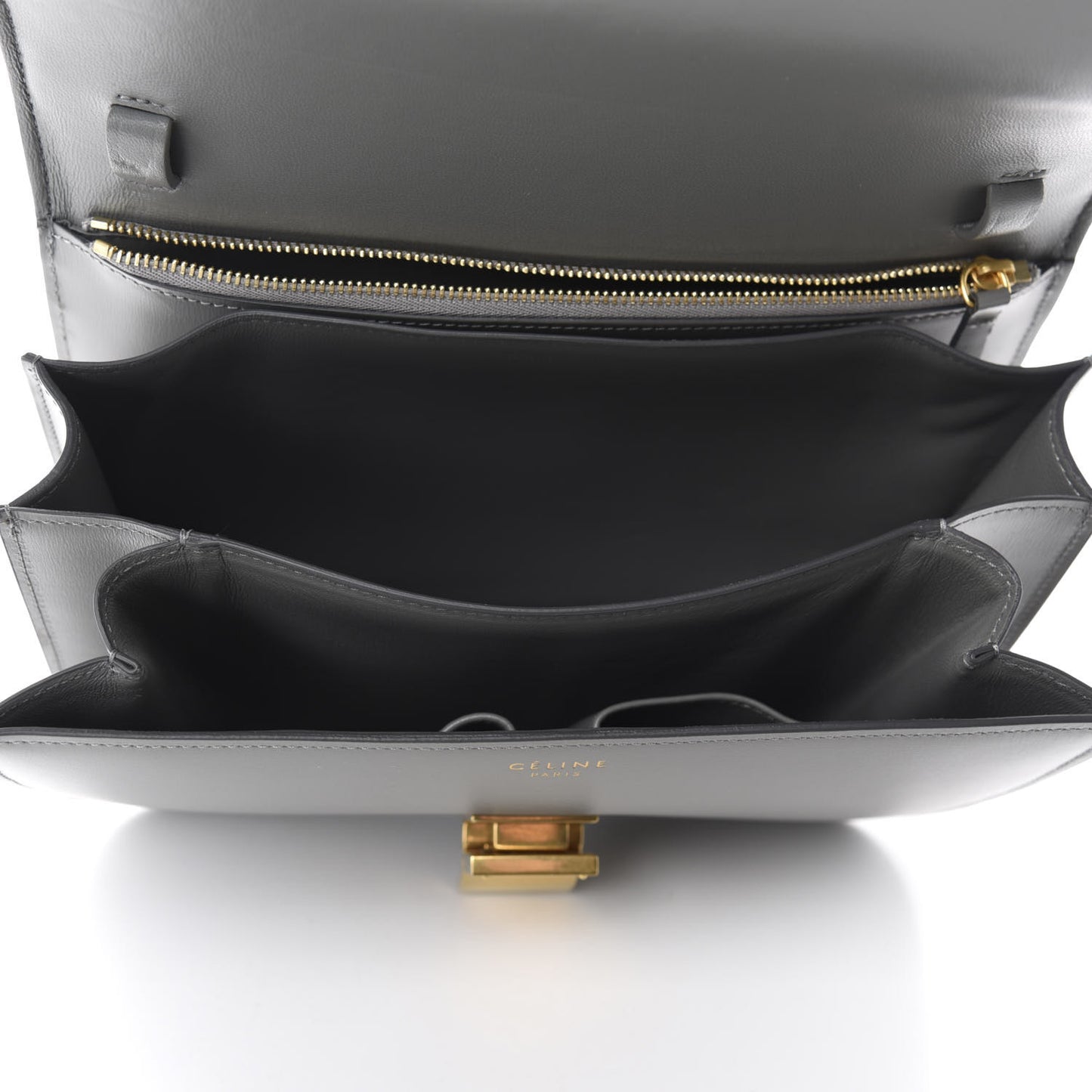 Box Calfskin Medium Classic Box Flap Bag Zinc
