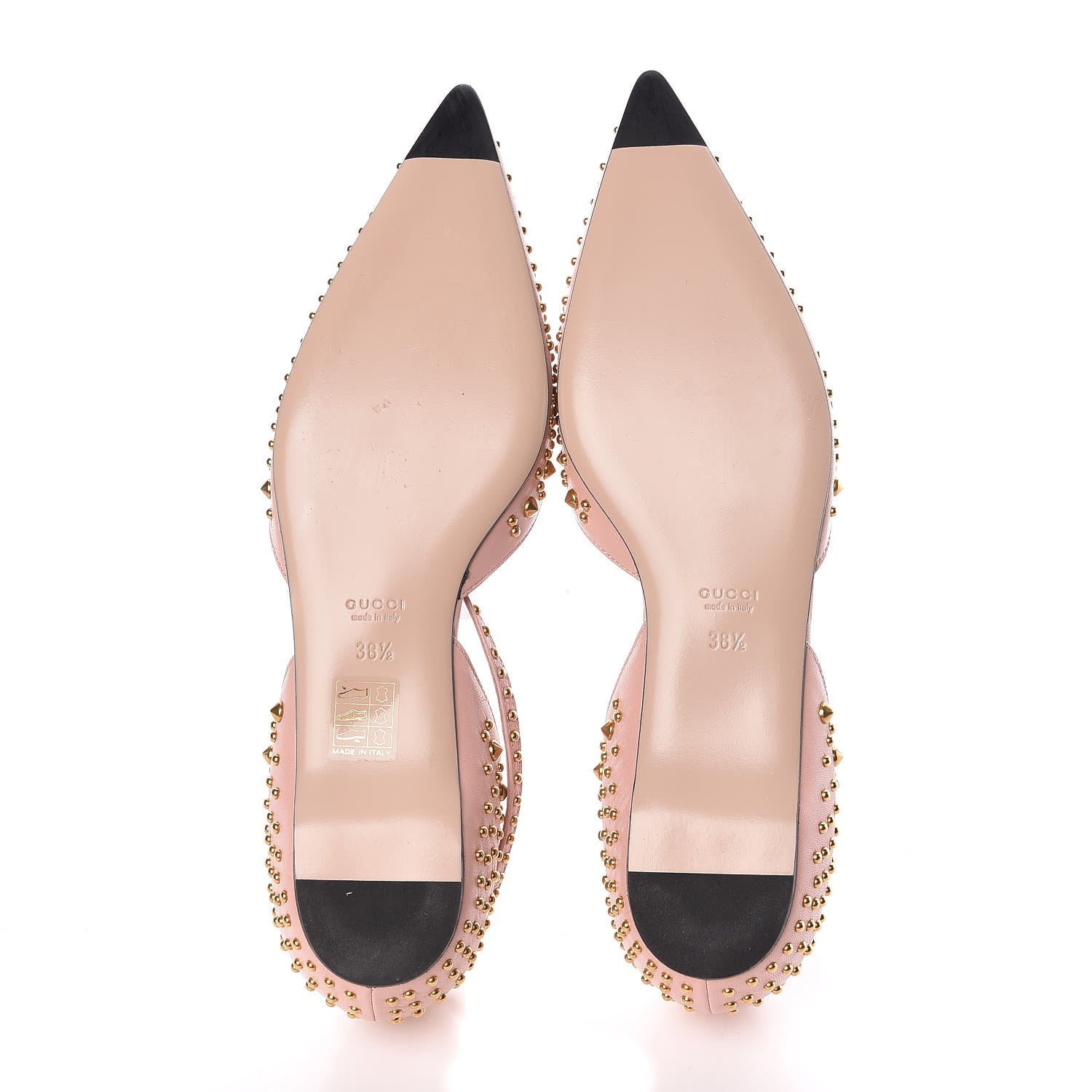 Gucci Malaga Kid Studded Pointed Toe Unia Flats 38.5 Perfect Pink 5 of 8