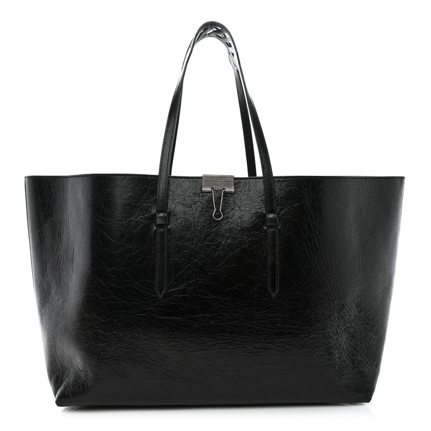 Calfskin Binder Shopper Tote Black
