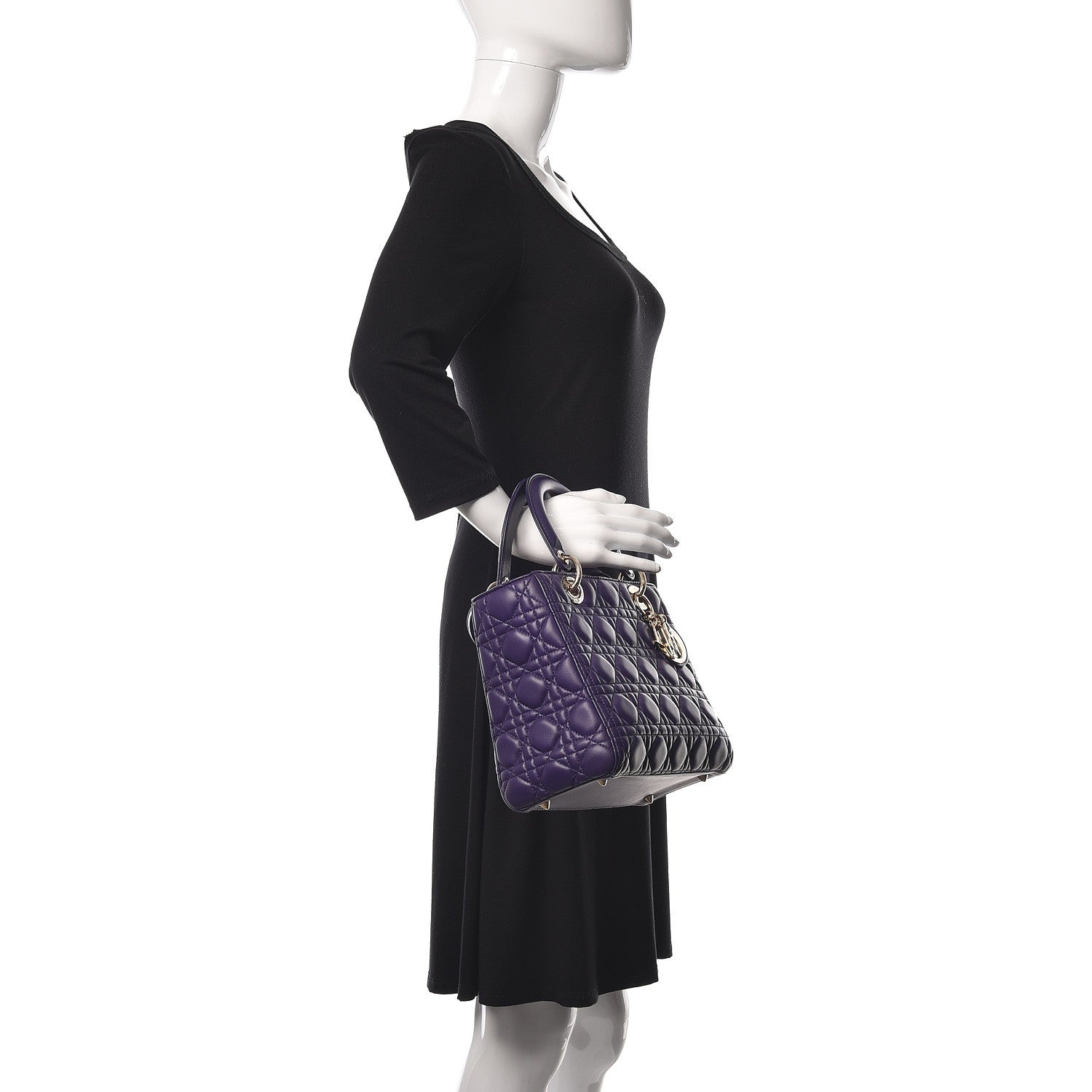 Christian Dior Lambskin Cannage Medium Lady Dior Purple 2 of 15