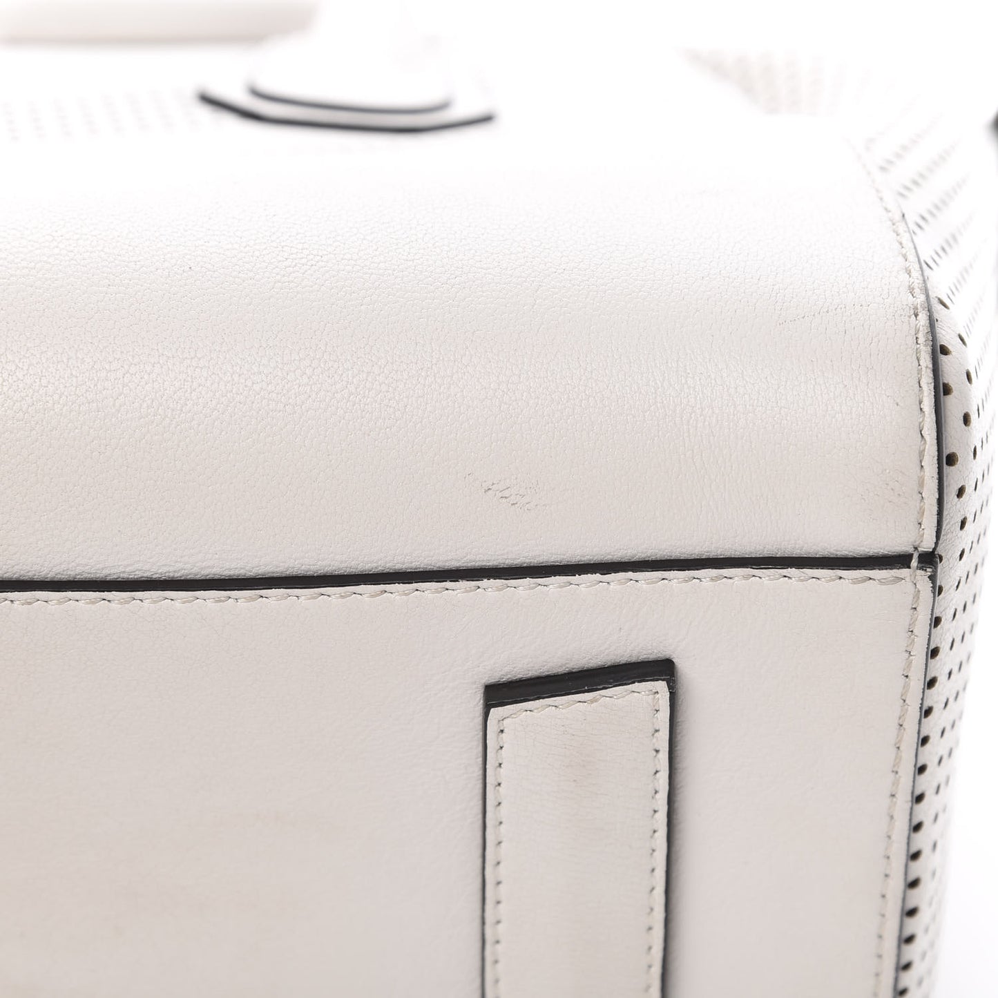 Lambskin Perforated Small Antigona White