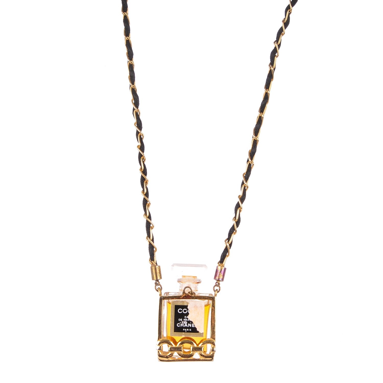Chanel Coco Perfume Bottle Necklace Gold 1 of 5