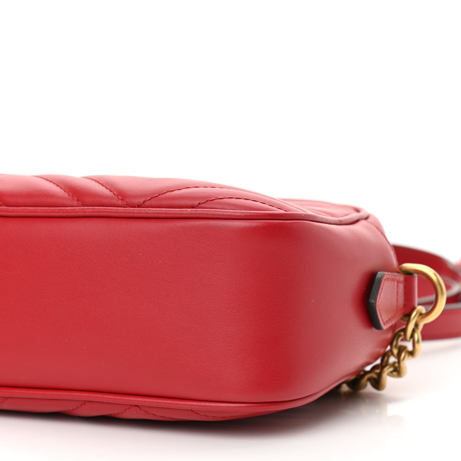 Gucci Calfskin Matelasse Small GG Marmont Chain Shoulder Bag Hibiscus Red 10 of 10