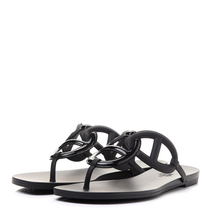 Hermes Rubber Womens Egerie Sandals 39 Black 3 of 8