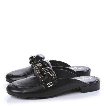 Chanel Lambskin Chain Braided Mules 40 Black 3 of 9