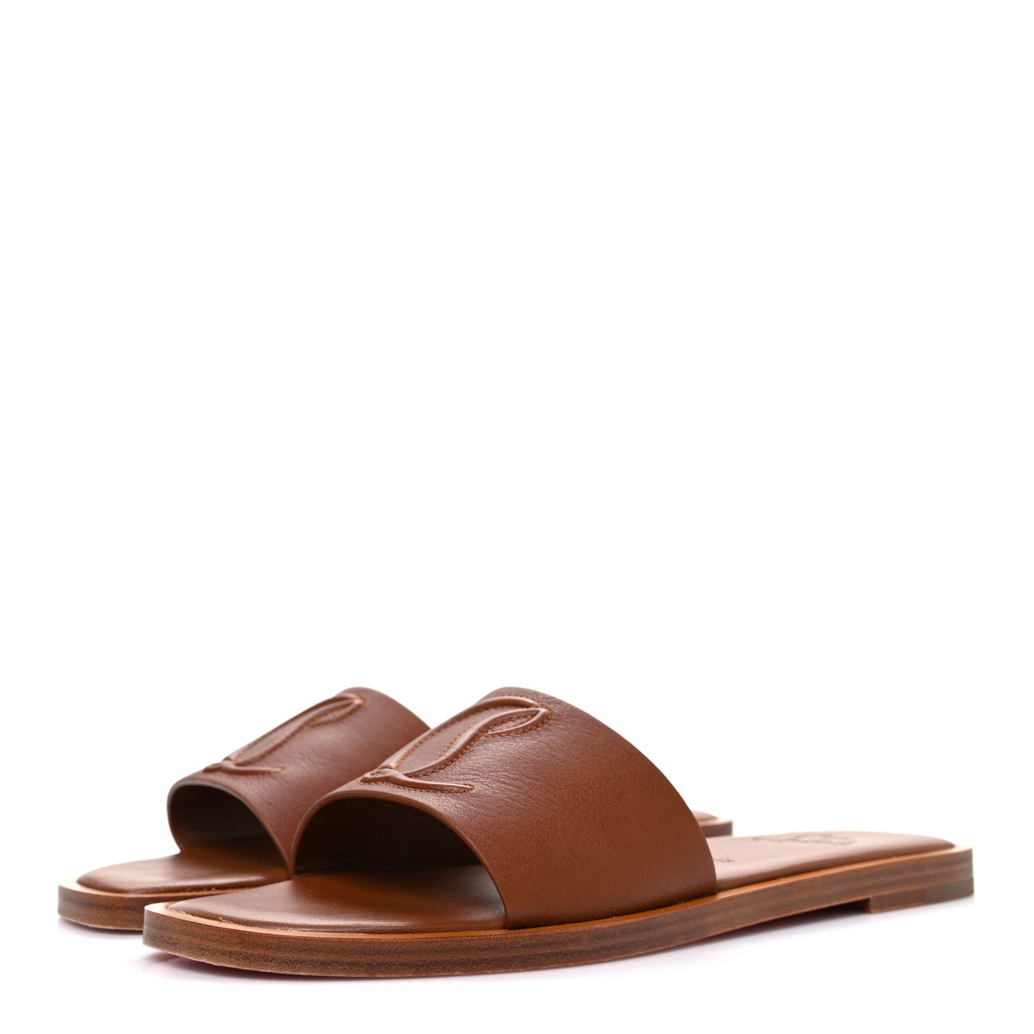 Christian Louboutin Calfskin Mule Flat Slides 37.5 Cuoio 4 of 10