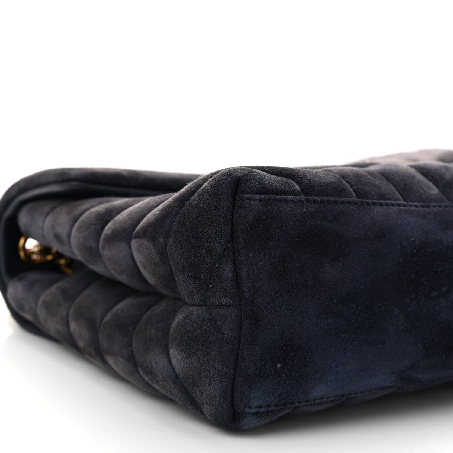 Saint Laurent Suede Calfskin Y Quilted Monogram Small Loulou Chain Satchel Deep Marine 9 of 11