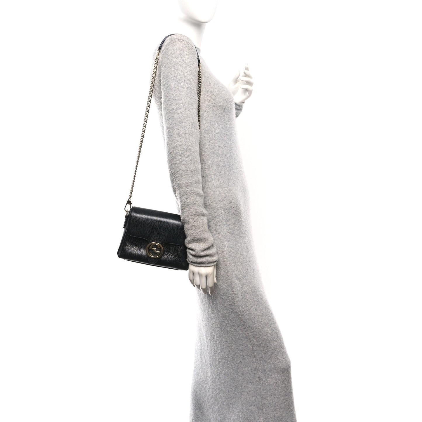 Dollar Calfskin Interlocking G Crossbody Bag Black