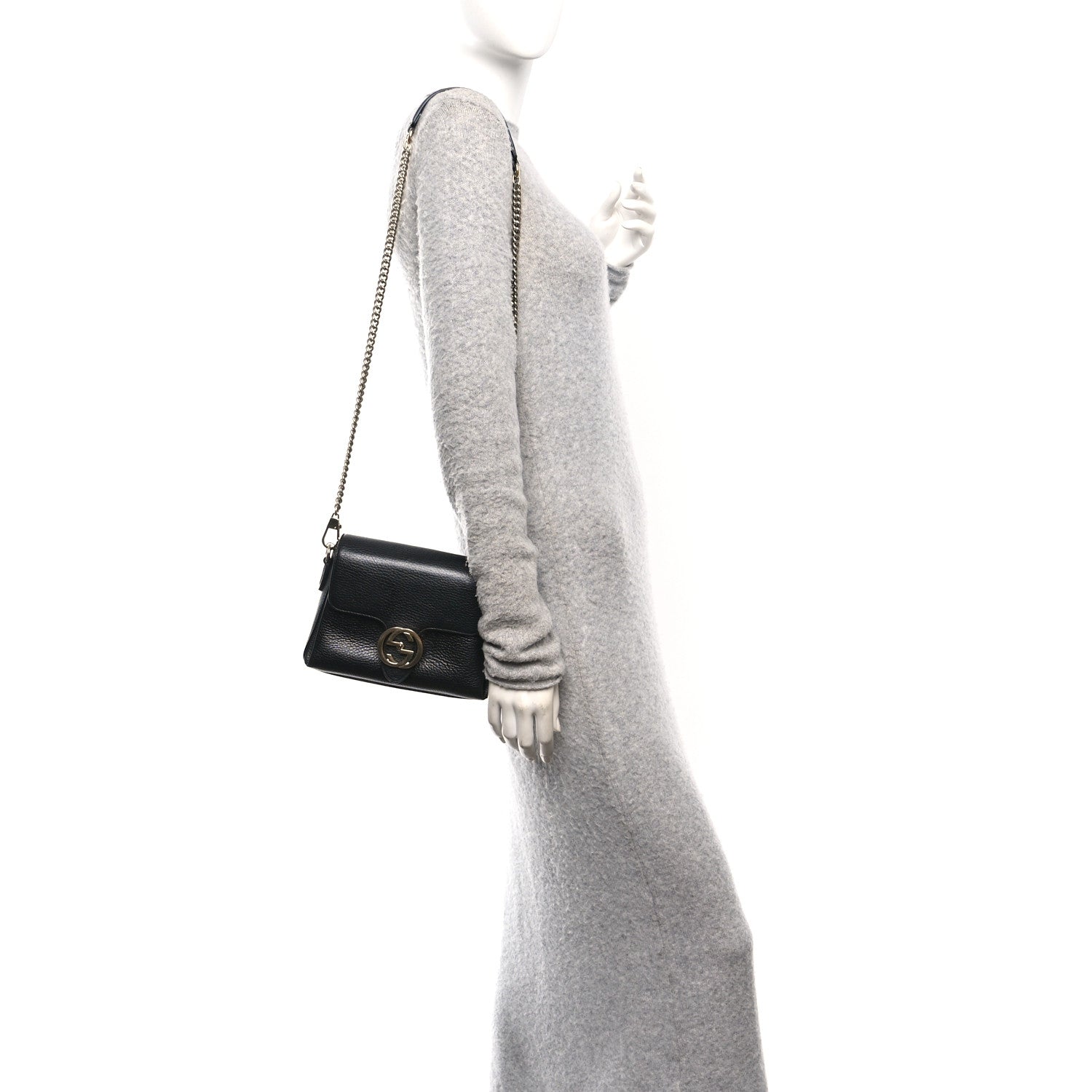 Gucci Dollar Calfskin Interlocking G Crossbody Bag Black 2 of 15