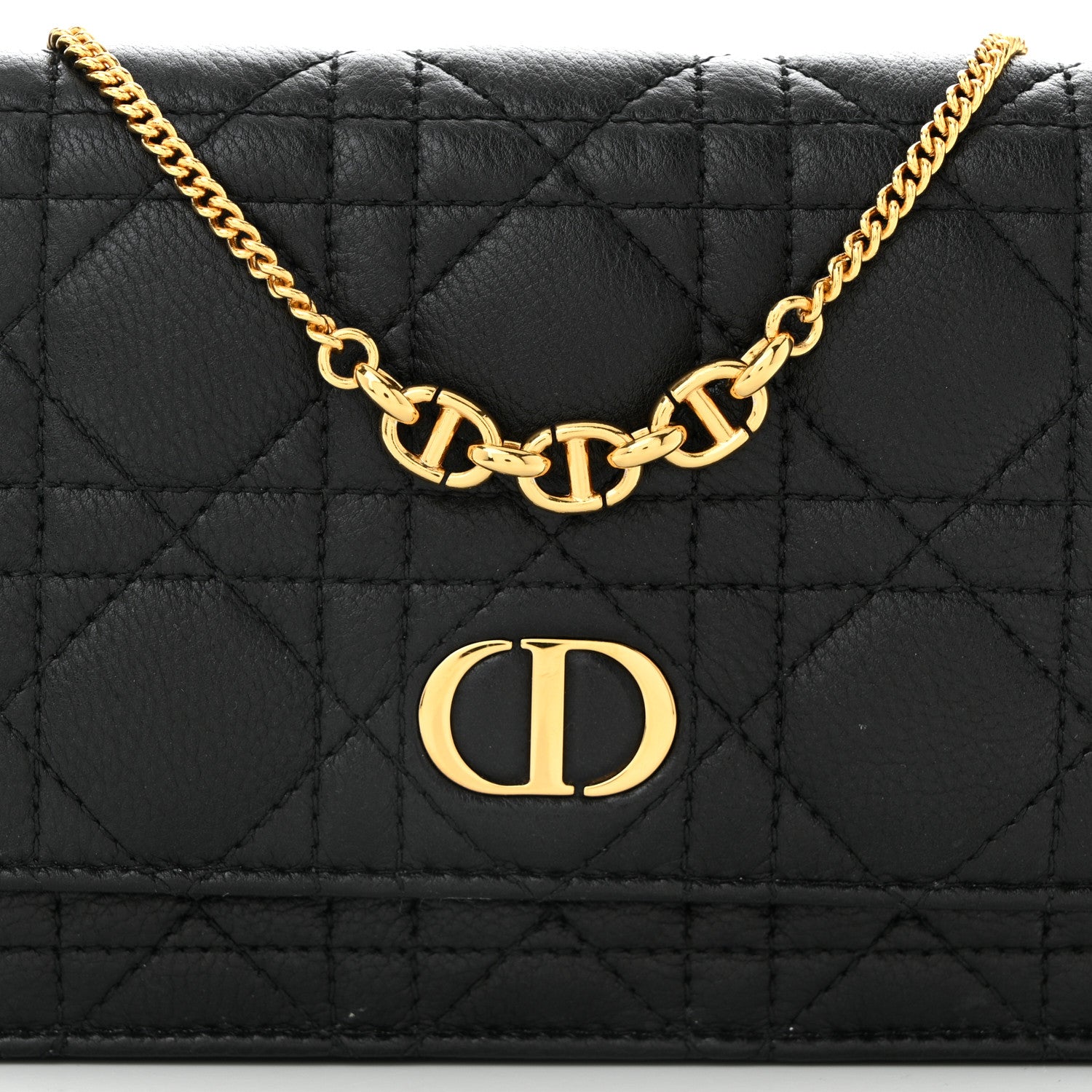 Christian Dior Supple Calfskin Caro Pouch with Chain Black 7 of 9