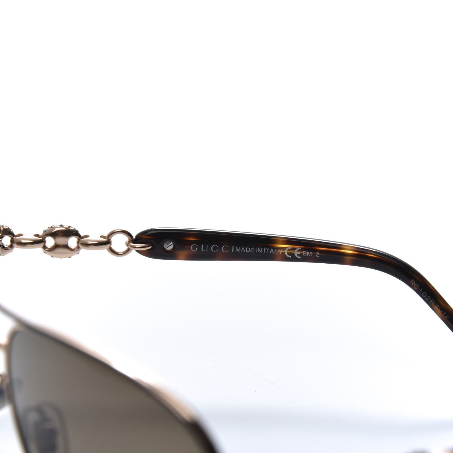 Gucci Crystal Aviator Marina Chain Sunglasses GG 4239/N/S Gold Havana 5 of 8
