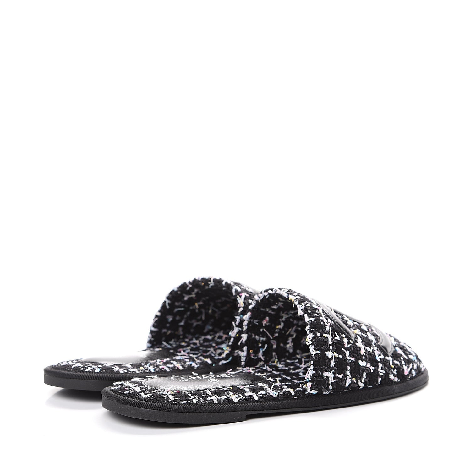 Tweed CC Flat Mules XS Black