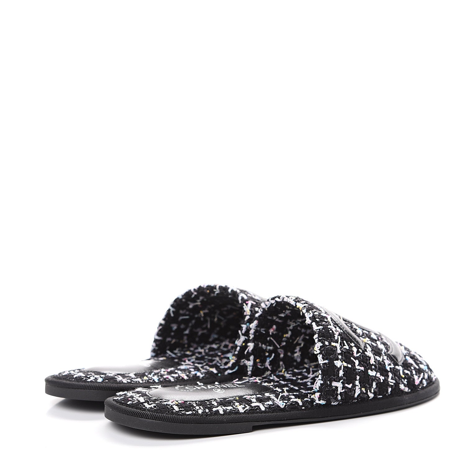 Chanel Tweed CC Flat Mules XS Black 4 of 7