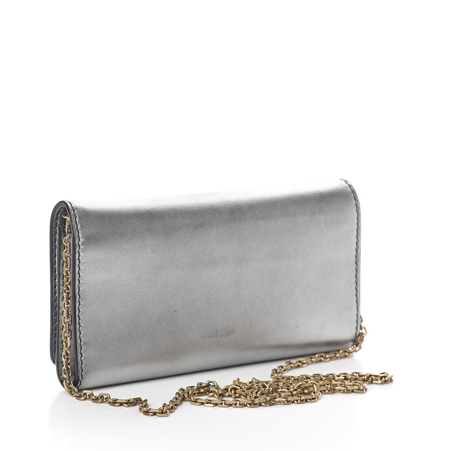 Christian Dior Metallic Calfskin J'adior Croisiere Chain Wallet Graphite 2 of 7